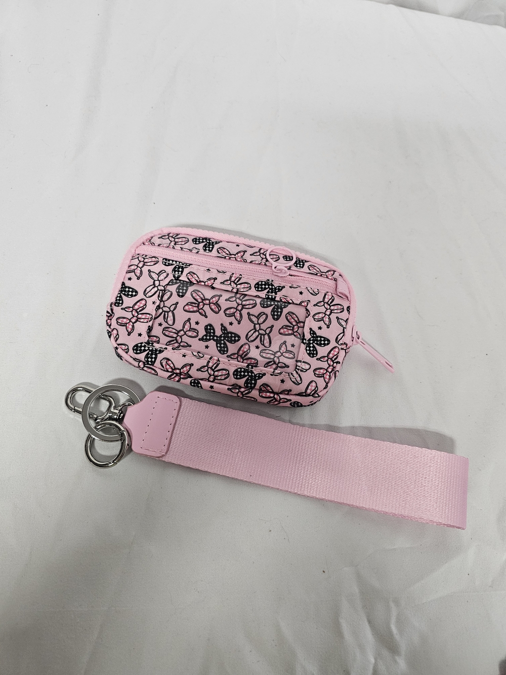 Pink Floral Key Pouch with Wrist Strap